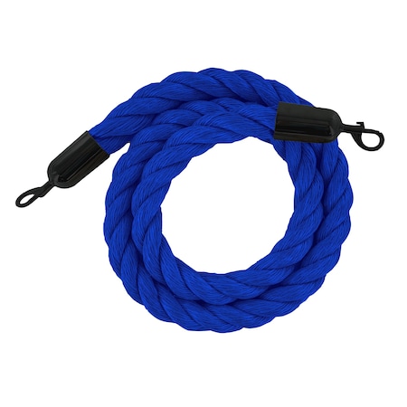 Twisted Polyprop.Rope Blue With Black Snap Ends 6ft.Cotton Core